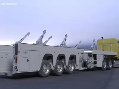 Freight Truck with Concrete Panel Semi Trailer Empty Rigged 3D model
