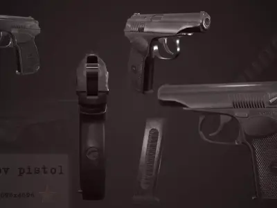 Makarov pistol Low-poly 3D model