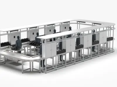 Hydraulic Valve Manual Intelligent Assembly Line 3D model