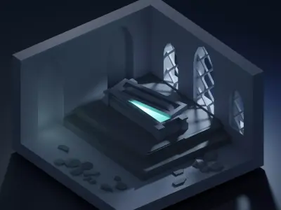 Low-Poly Game Tomb hidden treasures Stones Crypt Window Low-poly 3D model