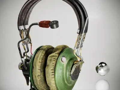 USSR headphones AG-2 Low-poly 3D model
