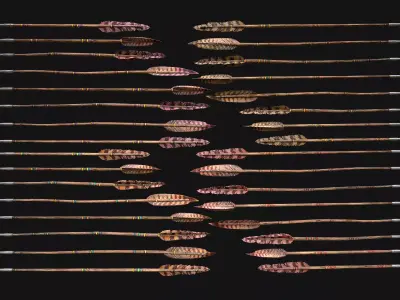 Medieval Arrow Arrows Crossbow Bolt Pack Set Low-poly 3D model