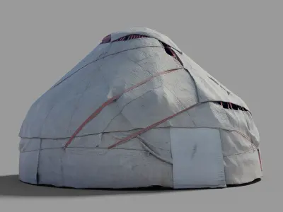 Yurtt yurt made out of cloth Low-poly 3D model