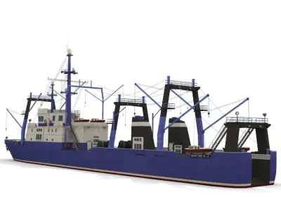 Trawler fishing boat Low-poly 3D model