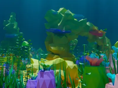 low poly Nature Underwater world pack Low-poly 3D model