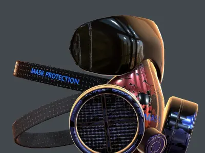 Gas mask helmet 3d model scifi Low-poly Low-poly 3D model