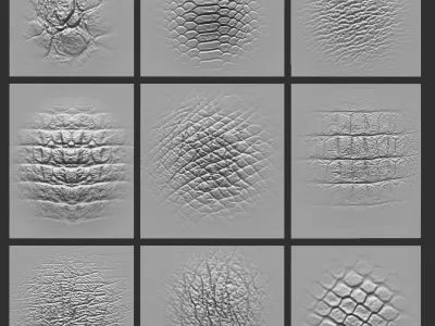 40 Animal Skin Alpha and Brush Low-poly 3D model