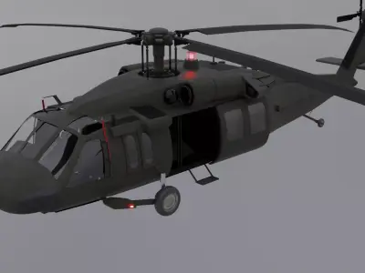 Black Hawk Helicopter with Full Interior Low-poly 3D model