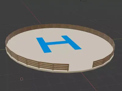 Heliport de combat Survival Low-poly 3D model
