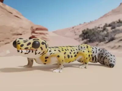 Stylized Leopard Gecko Low-poly 3D model