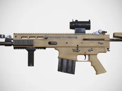 FN SCAR - H - 25 Attachments - Customizable - Highly Detailed Low-poly 3D model