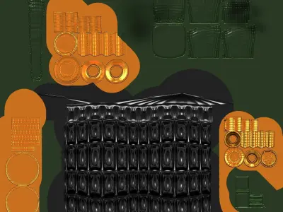 grenade room with number of windows Low-poly 3D model