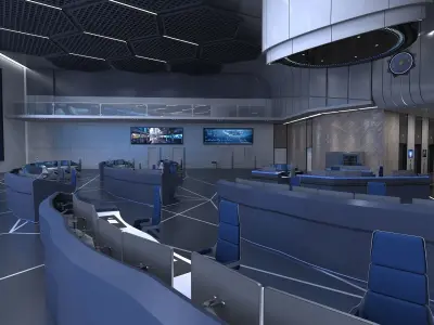 Monitoring room command center 3D model