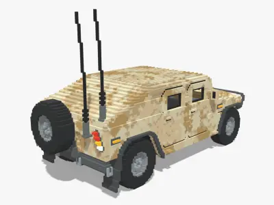 Voxel Military Humvee Low-poly 3D model