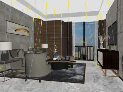 Modern Luxury Hotel Suite Living Room Design 3D model