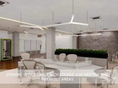 Dynamic Office Space with Lounge and Meeting and breakout Areas 3D model