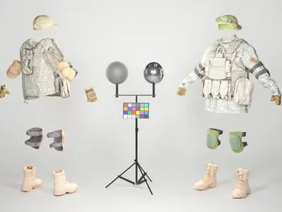 Fully equipped game ready American soldier with props 30  Low-poly 3D model