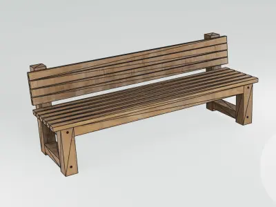 Bench - game model Low-poly 3D model