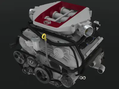 Nissan GTR 2017 Premium VR38DETT engine Low-poly 3D model