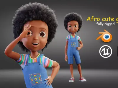 Cartoon Black Girl Free 3D model