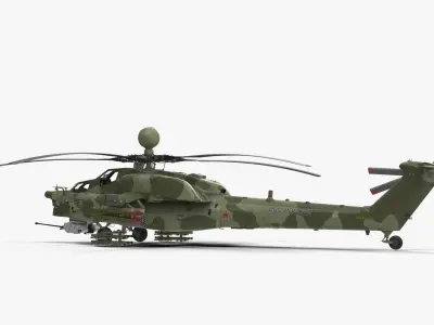 Mi-28N Green Low-poly 3D model