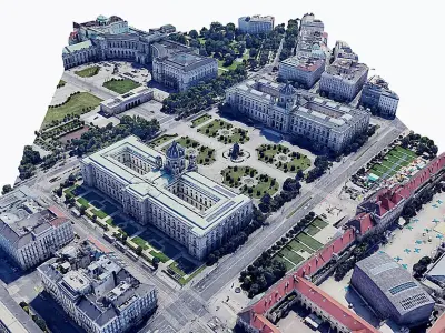 The Natural History Museum Vienna and Palace Low-poly 3D model