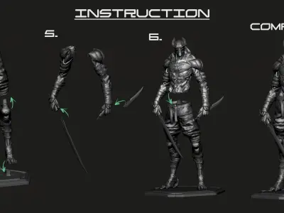 SHINOBI HIGHPOLY STL souls character art 3D print model purchase