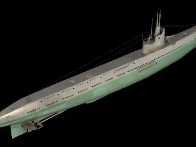 Soviet submarine S-13 Low-poly 3D model