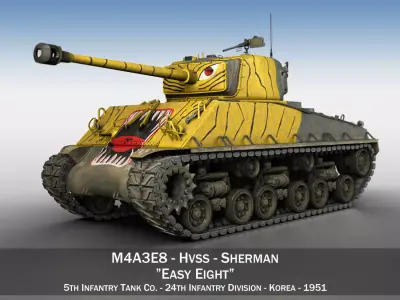 M4A3E8 Sherman - Easy Eight - Korea 3D model