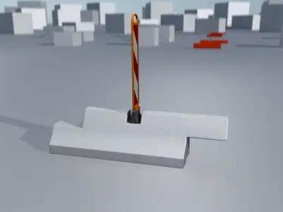 White and Red Road Traffic Barrier - Part 16 - Low-poly 3D model