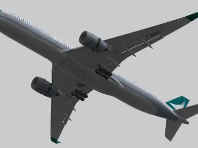 Airbus A350-1000 Cathay Pacific Livery Low-poly 3D model
