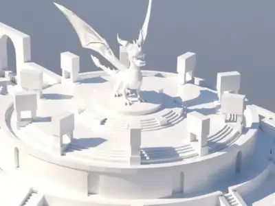 Low Poly - city building - Mausoleum 3d Model statue Low-poly 3D model