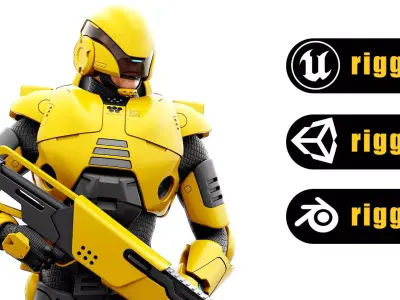 CYBORG SOL-40 Rigged for Unreal Engine - Unity - MIXAMO 3D model