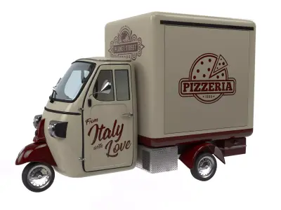 Piaggio ape pizza trailer 3D model