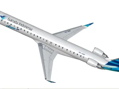Bombardier CRJ 1000 Garuda Indonesia Low-poly 3D model