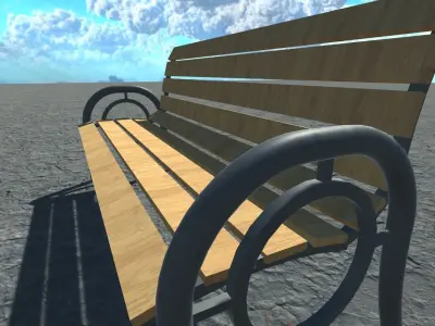 Bench wooden in desert Free low-poly 3D model
