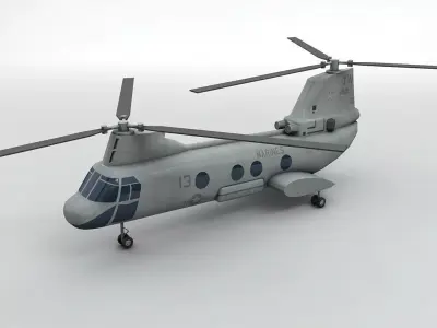  CH46 Seaknight Helicopter -1 Low-poly 3D model