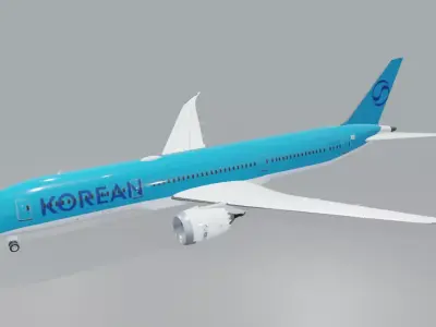 Korean air Boeing 787-9 dreamliner new livery  Low-poly 3D model