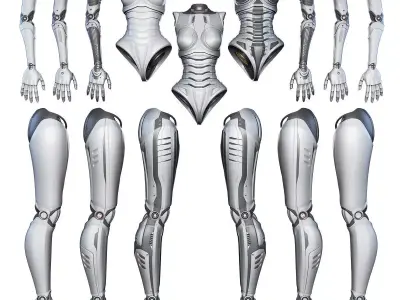 Robot Woman Body Parts - Kitbash 3D model