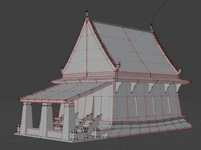 Ancient-thai temple Low-poly 3D model