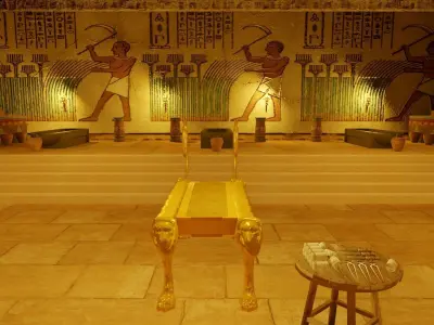 Egypt Mummification Ritual Chamber with Lion Offering Table 3D model