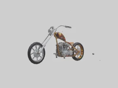 Custom Chopper Motorcycle model Low-poly 3D model