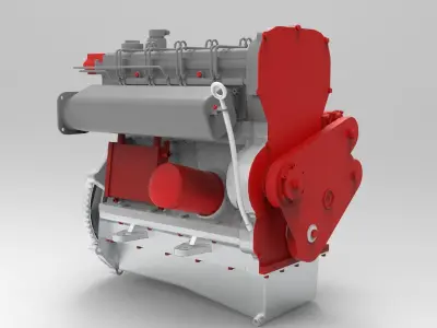 Nurbs Diesel Turbo Engine with Interior Parts 3D model