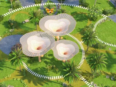 Pavillon shade jellyfish Low-poly 3D model Low-poly 3D model