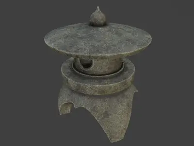Japanese Stone Lantern 3 Low-poly 3D model