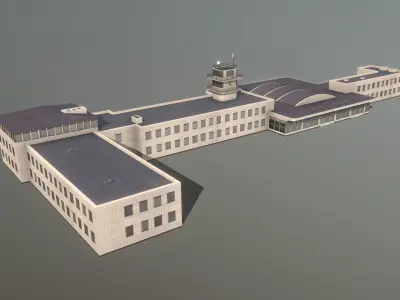 Airport Terminal LKPR Military Terminal Prague Ruzyne Airport Low-poly 3D model