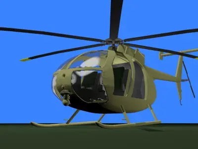 MH-6 military helicopter Low-poly 3D model