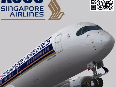 Airbus A350-900 XWB Singapore Airlines Low-poly 3D model