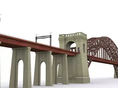 Hell Gate Bridge Low-poly 3D model
