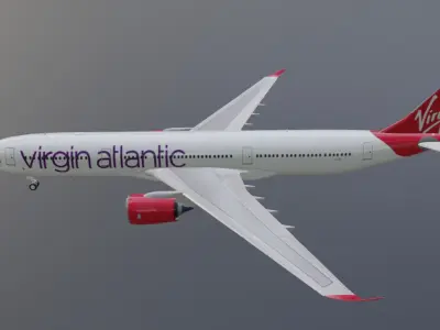 Virgin Atlantic Airbus a330-900neo model with cockpit Low-poly 3D model